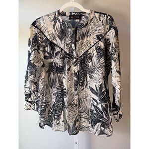 JOHNNY WAS Workshop Women's Size S Button Up Long Sleeve Leopard  Print Shirt